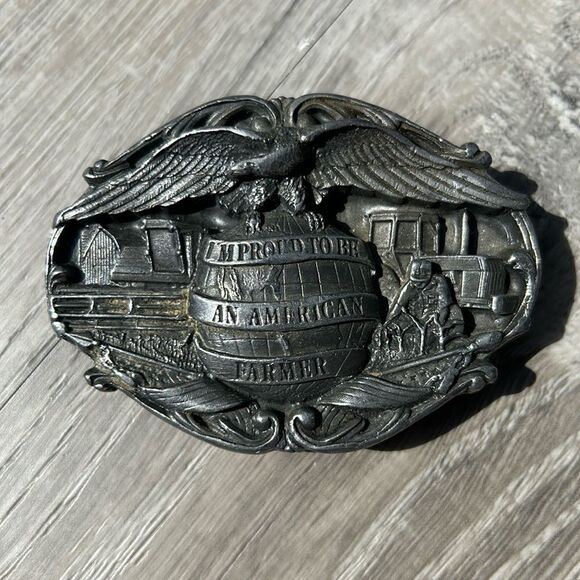 “I’m proud to be an American farmer” belt buckle - Picture 1 of 5